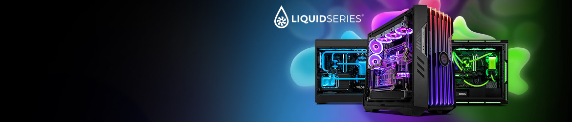 Liquid Series® Descubre el culmen del rendimiento y estilo con los ordenadores Liquid Series® con refrigeración por agua de PCSpecialist.