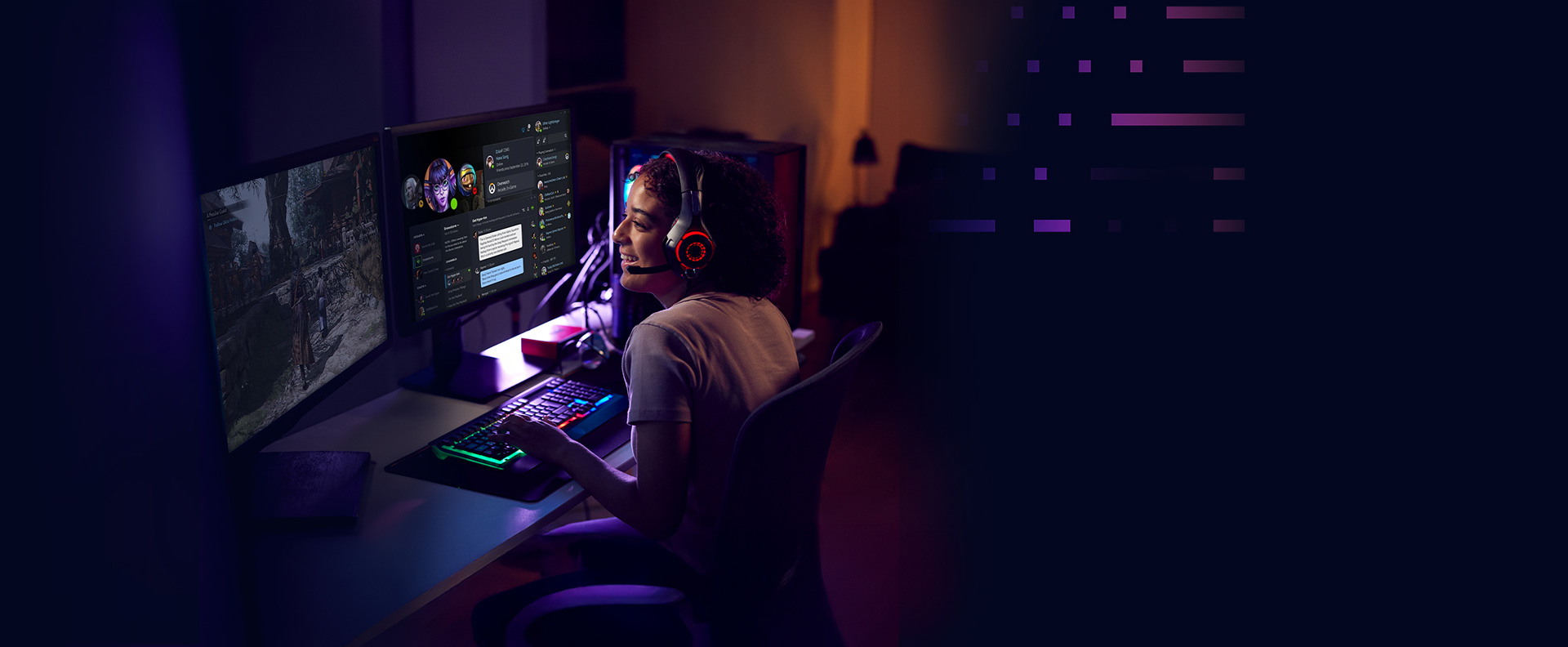 Gamer playing on an Intel core Ultra PC